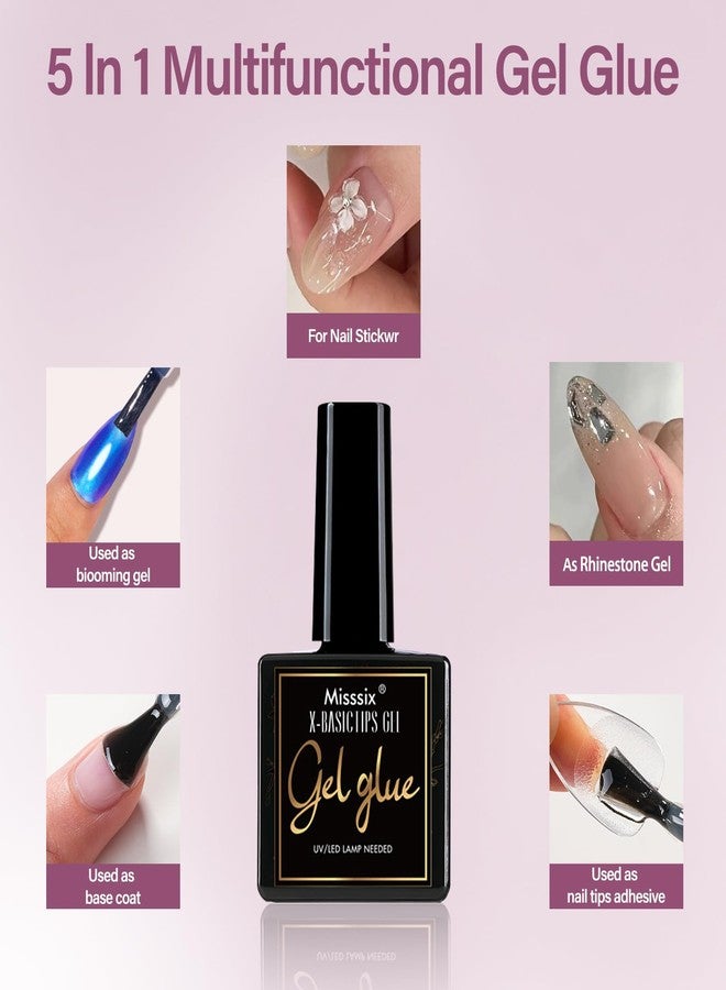 Misssix Extra Short Almond Gel Nail Tips Kit, 360Pcs Pre Etched Clear gel x Fake Nails, Full Cover False Nail 9-in-1 Gel Glue and Portable Mini U V Nail Lamp for Women 12 Sizes - Image 5